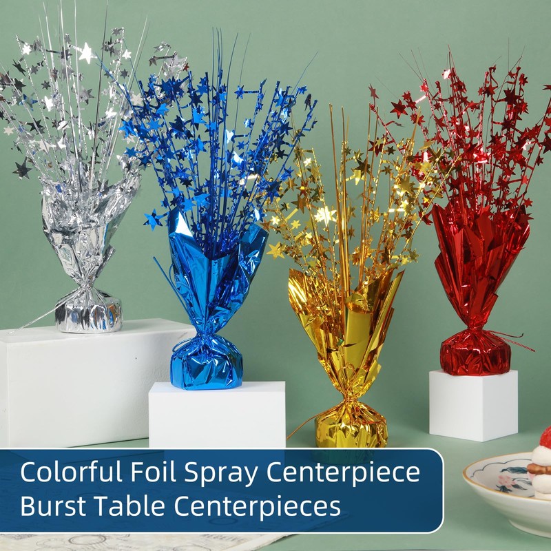 24 Pack Red Metallic Foil Spray Centerpiece Star Table Decoration