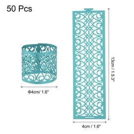 sourcing map 50Pcs Napkin Rings Laser Cut Foil Paper, Napkin Holder Hollow Napkin Bands for Weddings Party Serviette Table Decoration Restaurant (Blue, 5.3 x 1.6")