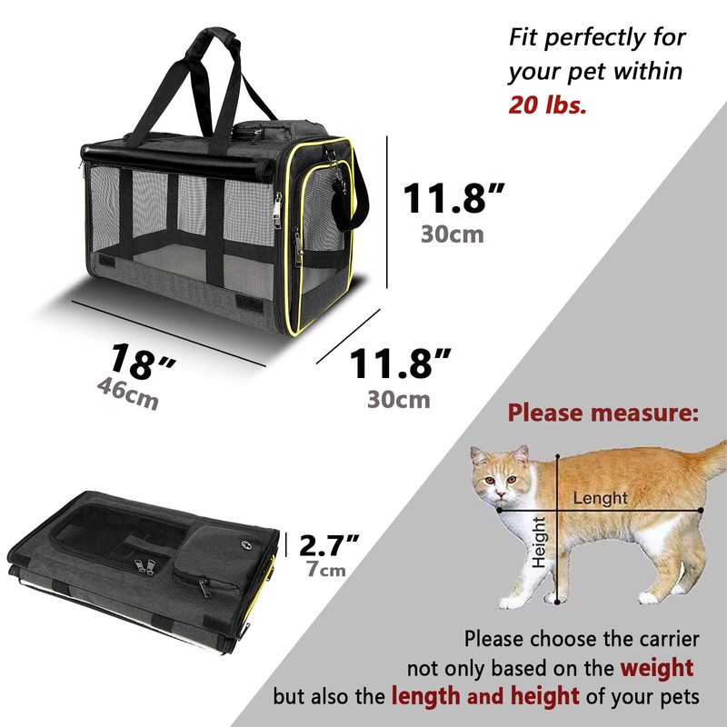 GAPZER Cat Carriers for Large Cats 20 lbs+ Soft Pet