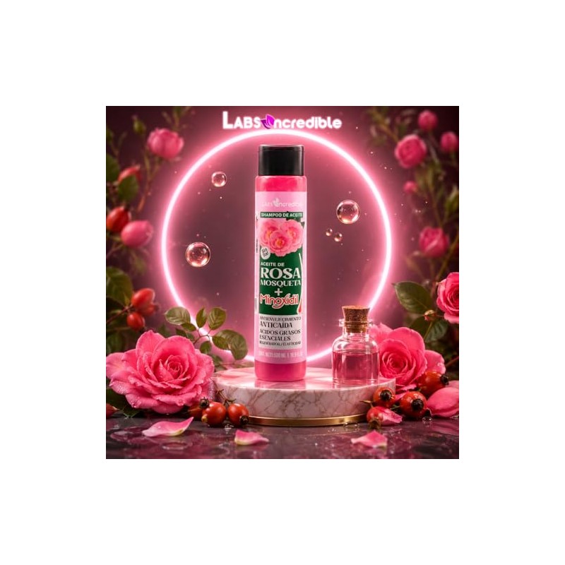 Shampoo de Aceite con Rosa Mosqueta, Suavidad, Anticaída, Regenerador, 500