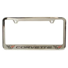 Corvette Central License Plate Frame/Bezel - C5 Logo Chrome