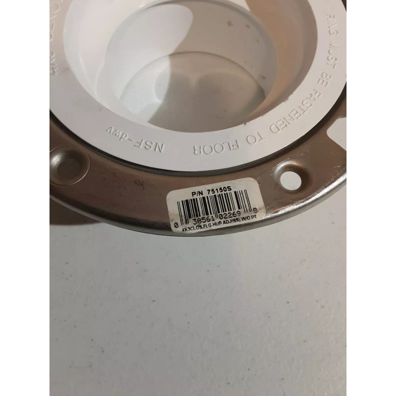 Genova 75150 4x3 Adjustable Closet Flange PVC with A Metal
