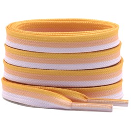 DELELE Colored Striped Flat Shoelaces: Sneakers Replacement Shoe Laces 39 inch 2 Pair Light pink golden