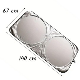 Faltbarer Auto-Sonnenschutz 67 x 140 cm mit reflektierender Hülle Silber | Schutz der Windschutzscheibe innen vor UV-Strahlen | Universal Hitzeschutz für Auto SUV leicht zu verstauen