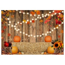 YYNXSY Fall Thanksgiving Photo Backdrop Autumn Retro Board Backdrops Wooden Fence Haystack Pumpkin Photo Background Thanksgiving Party Decorations Studio Photography Props 10X10FT YY-2516