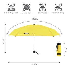 Yoobure Small Mini Umbrella with Case Light Compact Design Perfect for Travel Lightweight Portable Parasol Outdoor Sun&Rain Umbrellas
