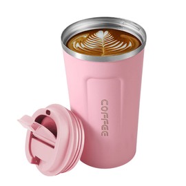 MXCOCO Taza Termo de Café de 18 oz/510 ml de Acero Inoxidable 304 con Tapa, Taza de Vacío para Bebidas de Café Frías y Calientes, Vaso Térmico para Café, para la Oficina, el Automóvil y el Parque