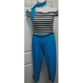 Wolff Fording 50'S DANCE XLA off shoulder leotard with Turquoise Capri Pants,ladies XLA