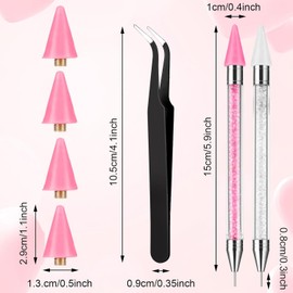 iguTrail Rhinestone Picker Tool Set, Dotting Tool, Dotting Tool, 4 Wax Tips, 1 Tweezers, Diamond Dotting Pens with Two Ends, Nail Sharpener, Decoration Tool for DIY Nail Design