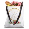Letter Z Initial Floral Monogram with Hand Heart Gesture Tote