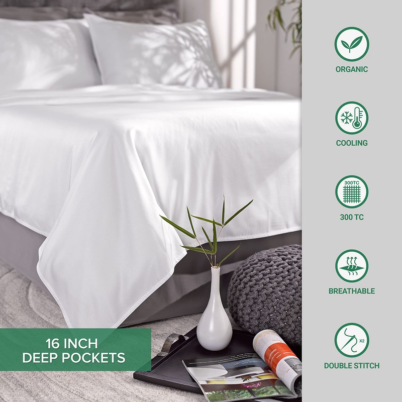 Pure Bamboo Queen Sheets, Genuine 100% Organic Viscose Derived from