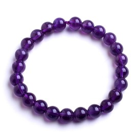 Candyfancy Natural Gemstone Healing Birthstone Bracelet Beads 8MM Semi Precious Stone for Women Men Unisex Stretch 6-7.5 Inch (Lava Rock Stone)