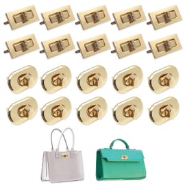 20 Pcs Gold Twist Turn Lock, Metal Purse Twist Lock Fastener, Purse Fastener Twist Lock Clasp Handbag Lock Hardware for DIY Craft Handbag Wallet Briefcase