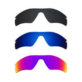 Alphax 3 Pair Polarized Replacement Lenses for Oakley Radar Path/Radar Path Asian Fit - Black+Deep Water+Midnight Sun