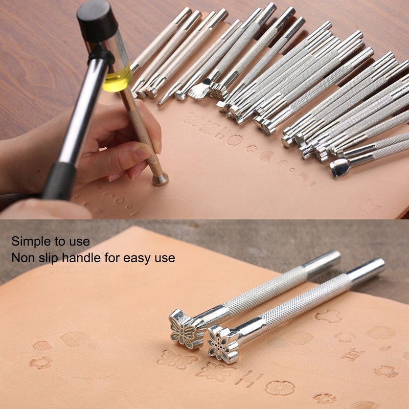 20Pcs Leather Stamping Tools Different Patterns High Hardness Anti Rust
