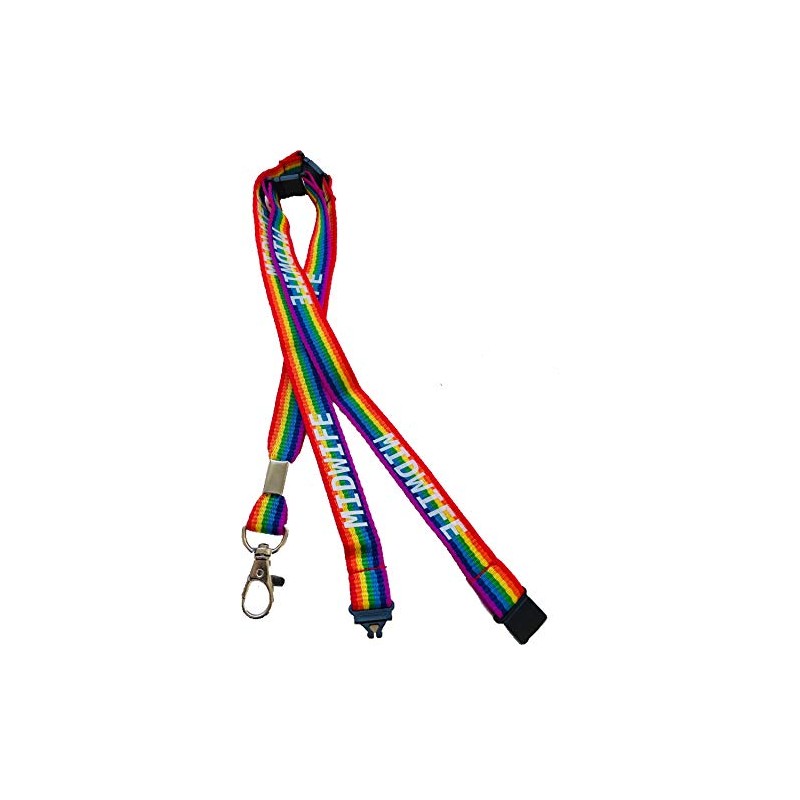 15mm Rainbow Midwife Neck Lanyard with 3 Point Safety Breakaway