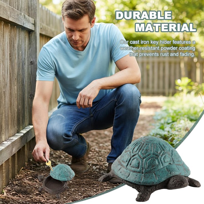 Cast Iron Turtle Key Hider, Outdoor Spare Hidden Key Holder