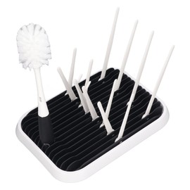 Baby Bottle Drying Rack with Cleaning Brush Baby Bottle Drainer Rack Bottle Dryer Holder (Black White)