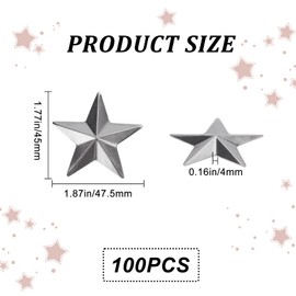 GORGECRAFT 100PCS 2" Primitive Silver Metal Star Vintage Rustic Galvanized Stars Three Dimensional Christmas Tree Stars for Hanging Wall Holiday Wreath Decor Craft Handmade Accessory