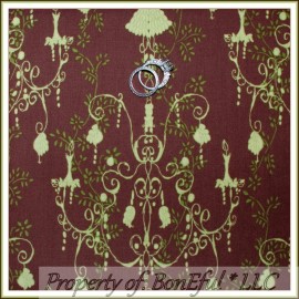 Westminster Fabrics BonEful Fabric FQ Cotton Quilt Brown Green Flower Leaf Chandelier Lace Bohemian