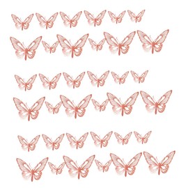 LALAFINA 36pcs Butterfly Wall Stickers Hollow Butterfly Decals for Home Office Shop Decor Elegant Design Wall Art
