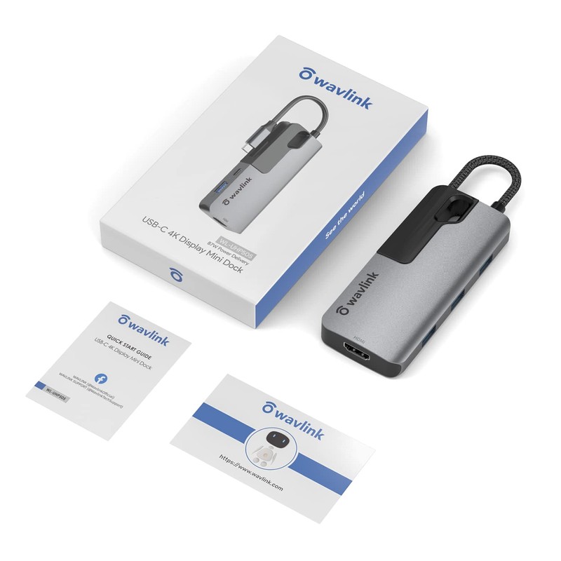 WAVLINK USB-C 6-in-1 Docking Station PowerDelivery/87W Output HDMI/4K@30Hz, 4 USB