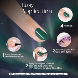 ROSALIND Green Semi-Permanent Nail Polish, 6 Colors Mini Semi-Permanent Nail Polishes Green Glitter Gel Nail Polish UV/LED Kit Nail Polish Manicure Valentine's Day Gift