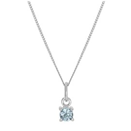 jewellerybox Sterling Silver Aquamarine CZ March Birthstone Claw Necklace - 14 + 2 Inches, Aquamarine