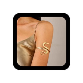 Xduargs Punk Snake Bracelet Vintage Snake Upper Arm Cuff Gold Swirl Serpent Band Armlets Bangle Chunky Octopus Upper Arm Cuff Bracelets Jewelry for Women