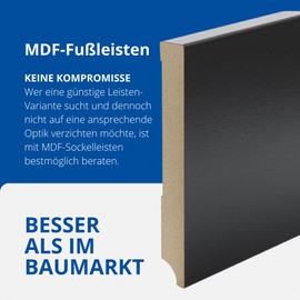 Reese Skirting Boards Leipzig Profile Black MDF 150 mm 1 Piece 2.3 running metres