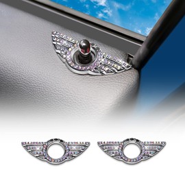 KUNGKIC Pack of 2 Car Wing Emblem Rings Sticker Door Lock Pin Buttons Cover Decoration Accessory Car Interior Parts for Mini Clubman Cooper Cabrio R55 R56 R57 Cars Door Lock Logo (Type C)