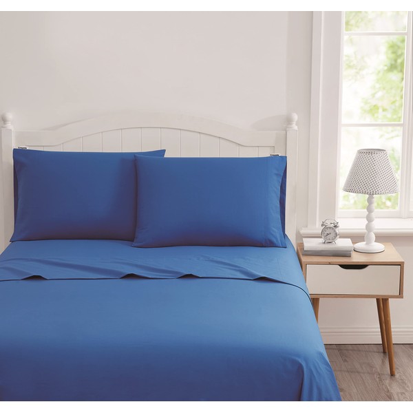 Crayola Cotton Percale Solid Blue Twin 3 Piece Sheet Set