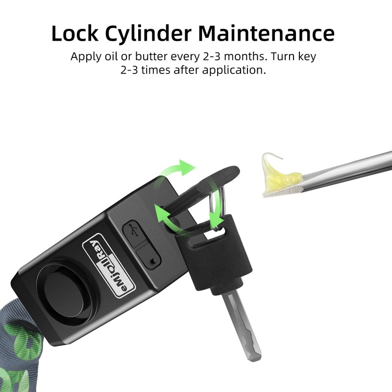Bike Chain Lock with Alarm, 4 ft E Scooter Lock