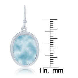 Beaux Bijoux Sterling Silver Larimar Earrings for Women | Beautiful Natural Dominican Larimar Jewelry | Oval Shaped Blue Larimar Stones | Unique Dangle Hypoallergenic Earrings