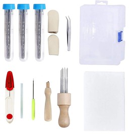 Felt Needle Tool Felting Starter Kit 3 Sizes Felting Needles with Wooden Handle, Tweezers, Finger Cot, Scissors and Other Tools for Kids Adults DIY Christmas Craft