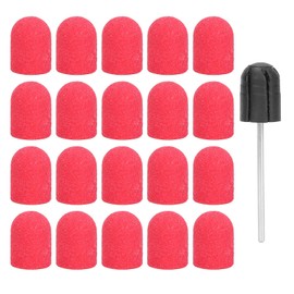 Nail Drill Bits Kit, Nail Art Sanding Cap Nail Drill Bits Polishing Grinding Sanding Bands Set Nail Drill Head Accessory for Manicure Pedicure Nail Polishing Burr Home Salon Use 13 x 19mm(Red)