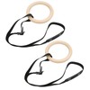 1 Pair Wooden Gymnastic Rings with Adjustable Buckle Straps 330lbs