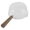 Glass Milk Pot with Wooden Handle V Shaped Spout Noodles