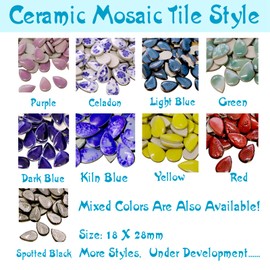 60 Pieces Kiln Transformation Ceramics Mosaic Tile for Crafts, Dark Blue Raindrop Bulk Ceramics Pieces Mosaic Supplies for Mosaic Projects Home Decoration(18x28mm)