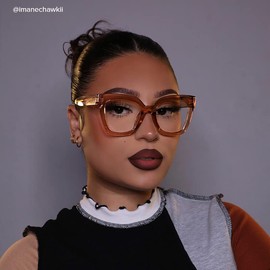 VOOGLAM Square Blue Light Blocking Glasses for Women Anti UV Eyestrain Eyewear Naila Tawny VFT0269-02