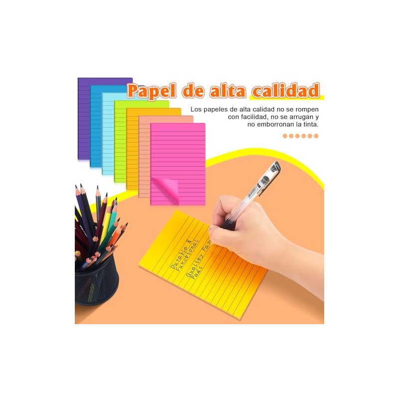8 pads Notas Adhesivas, Súper Adhesivas, Doble poder de adhesión,