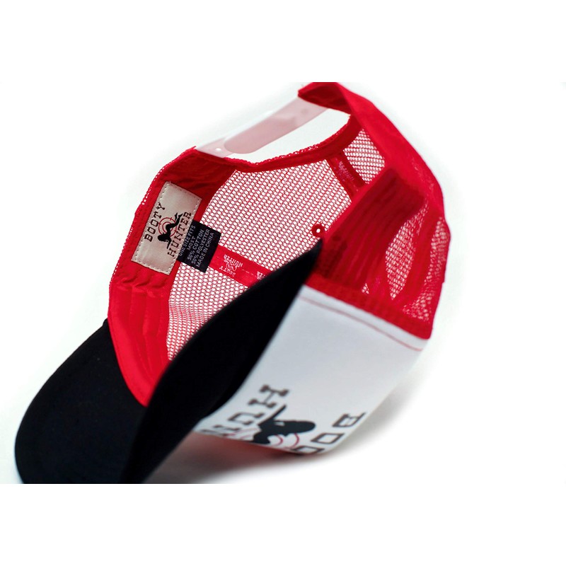 Booty Hunter Unisex-Adult Curved Bill One-Size Truckers Hat Red/White/Black