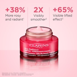 Clarins NEW Super Restorative Rose Radiance Face Moisturizer | 2-in-1 Anti Aging + Radiance Boosting Day Cream for Mature Skin | Contains Radiance Peptides for a Rosy Glow| All Skin Types | 1.7 Ounces