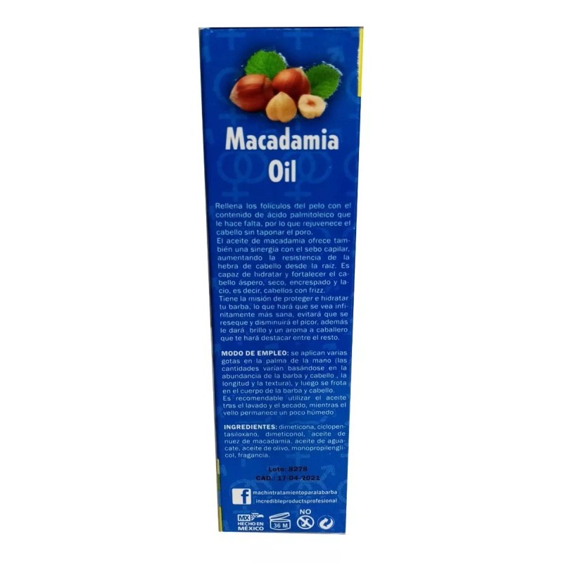 Machin Barbiux Aceite Barba Y Cabello Macadamia Barbiux Machin 60ml