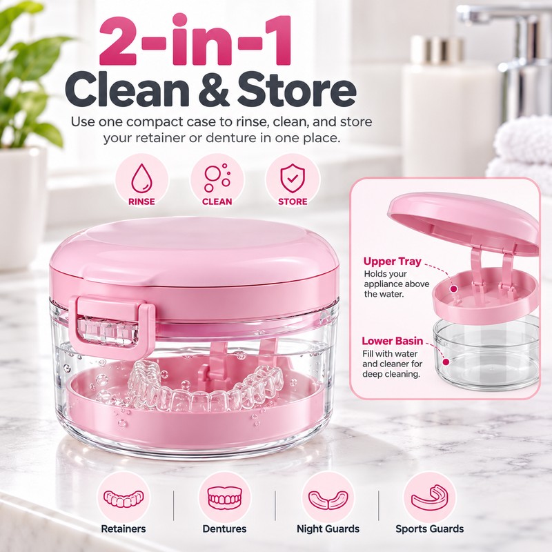 2-in-1 Retainer & Denture Case for Daily Storage – Multi-Layer