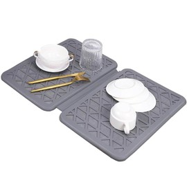 Aeelue Large Home Dish Pad Anti-collision and Anti-slip Silicone Diatomaceous Earth Stone Drying Mat For Kitchen Counter Quick Drying Stone Dish Drying Mat For Kitchen