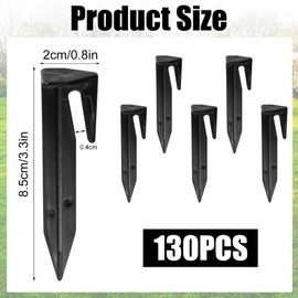 Pack of 130 Ground Pegs Robotic Lawnmower, 8.5 cm Lawn Robot Ground Anchor, Pegs for Robotic Lawnmower Boundary Cable, Ground Spikes for Boundary Cables, Ground Hooks, Lawnmower with Husqvarna