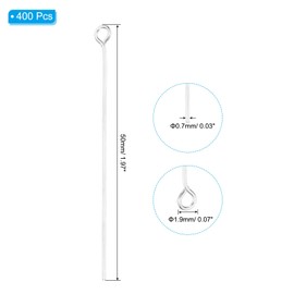 PATIKIL 50mm Open Eye Pins, 400Pcs 23 Gauge Metal Head Pins Needles Eye Pins for Jewelry Making Findings Earring Necklace Bracelet DIY Crafts, Silver Tone