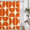 De-Mediocre Orange Linen Shower Curtain Sets,Mid Century Bath Curtain,Modern Abstract