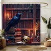 ZKJSMGS Gothic Halloween Shower Curtain,Crow Skull Bookshelf Library Spooky Witchy